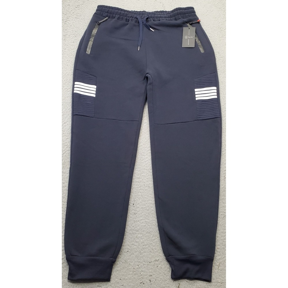 Bello 4 Bar Sweatpants Mens XL/XXL Navy Athletic Gym Running Drawstring Waist